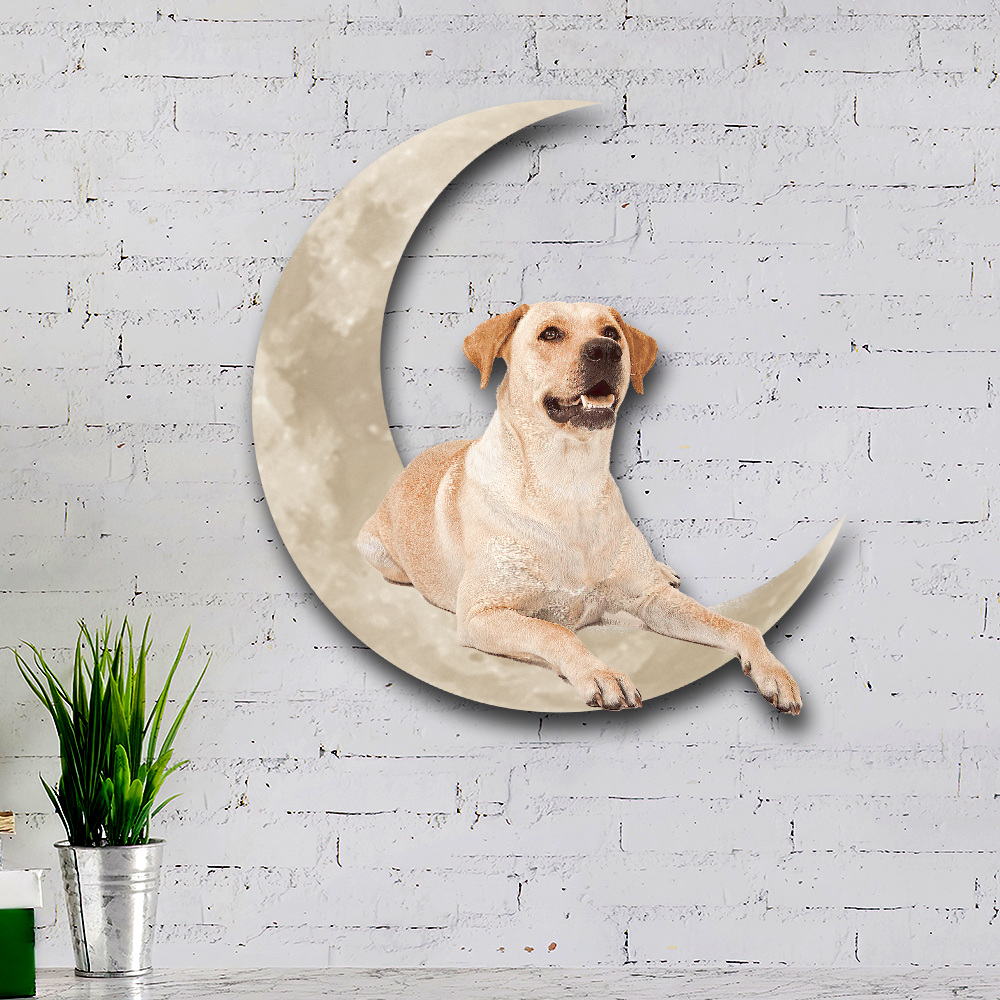 Yellow Labrador Retriever On The Moon Hanging Metal sign QNK1012MSv1a