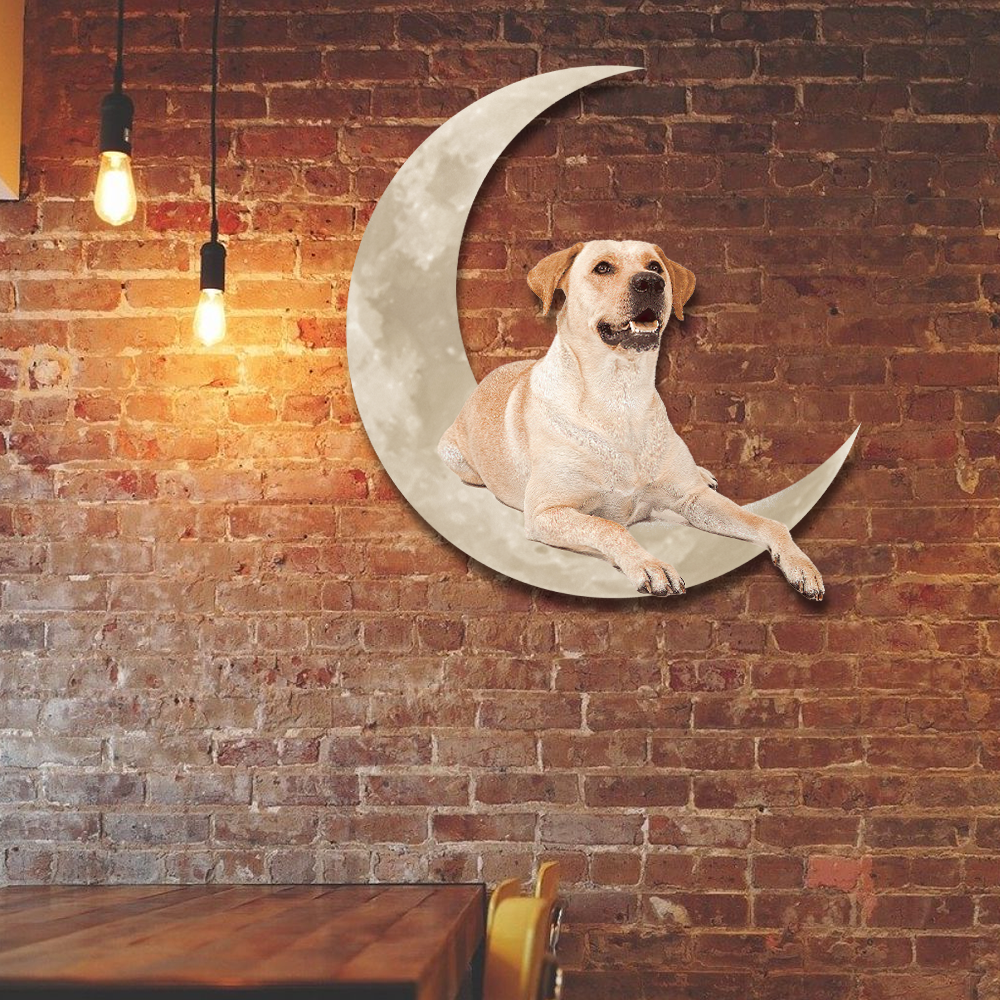 Yellow Labrador Retriever On The Moon Hanging Metal sign QNK1012MSv1a