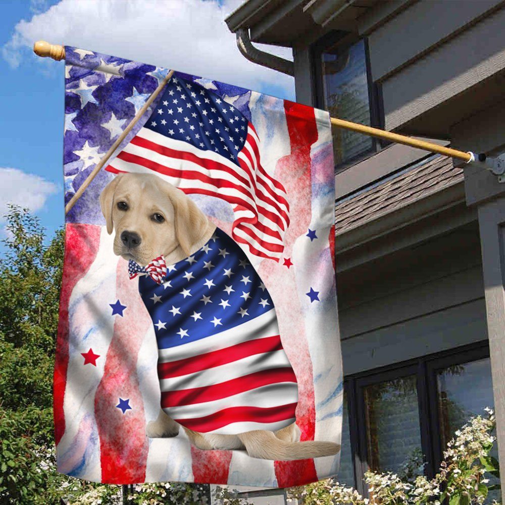 Yellow Labrador US Flag Red White & Blue DDH3115Fv2