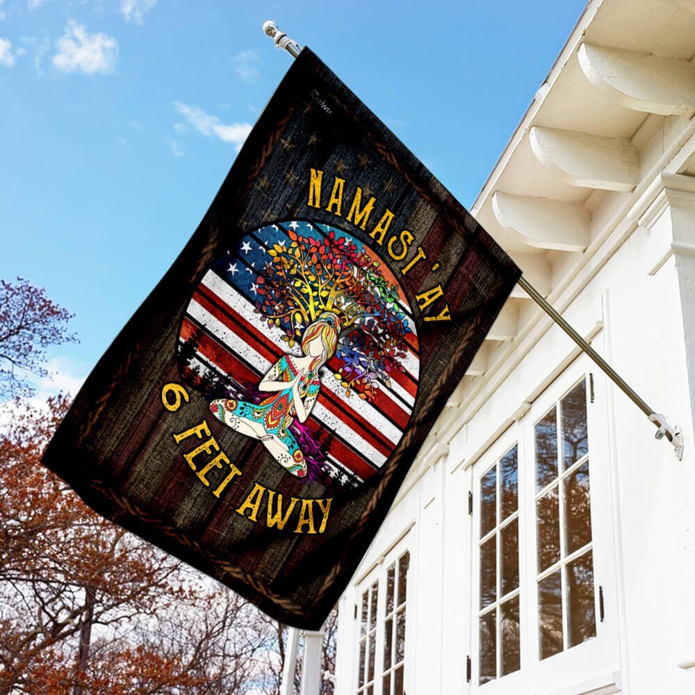 Yoga Namastay Six Feet Away Flag