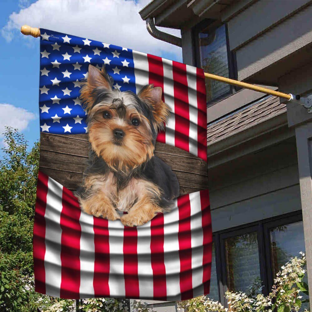 Yorkie. Yorkshire Terrier American Flag THB3647Fv1