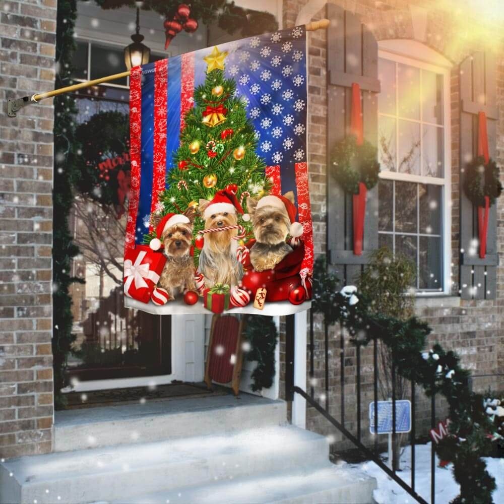 Yorkie Christmas Flag Flagwix™ Yorkshire Terrier Merry Christmas Flag