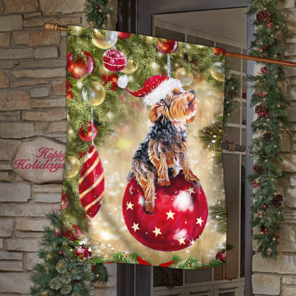 Yorkshire Terrier Dog Christmas Flag Bing Bong NTB386Fv1