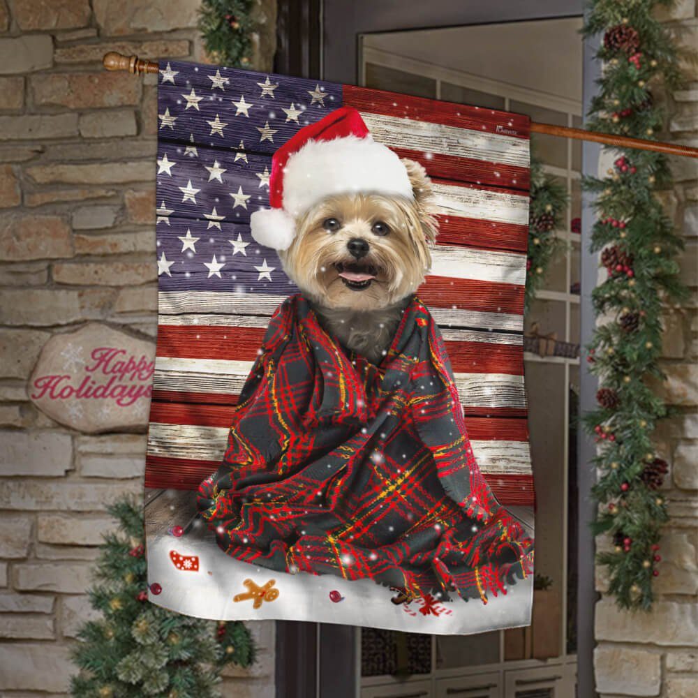 Yorkshire Terrier Dog Christmas Flag HOHOHO NTB394Fv1