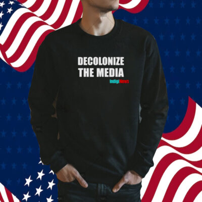 Morin Wearing Decolonize The Media Indiginews Tee Shirt