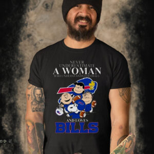 Buffalo Bills Mix Snoopy Peanuts Never Underestimate A Woman Who Understands Football And Loves Bills 2023 Shirt