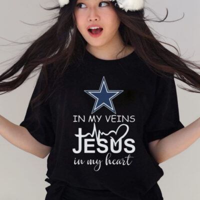 DALLAS COWBOYS LOGO 2023 IN MY VEINS JESUS IN MY HEART T-SHIRT