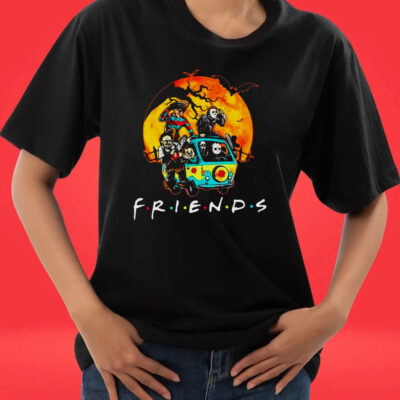 Friends Van Halloween Scooby Doo Mystery Machine Horror Movie Villains Characters Tee shirt