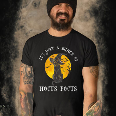 Halloween black cat it’s just a bunch of hocus pocus T-shirt