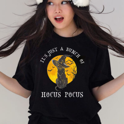 Halloween black cat it’s just a bunch of hocus pocus shirt