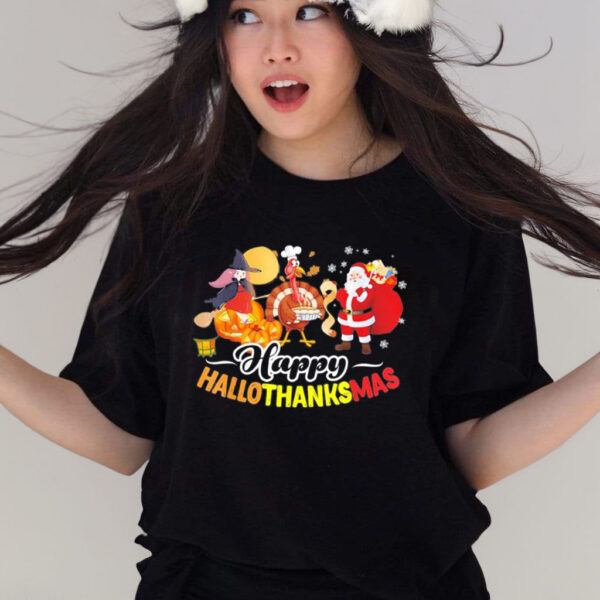 Happy hallo thanks mas halloween Turkey thanksgiving xmas T-shirt