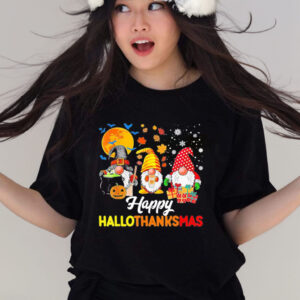 Happy hallothanksmas gnomes halloween thanksgiving Christmas shirt