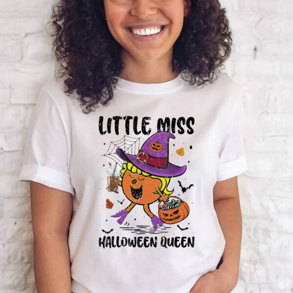 Little miss Halloween queen pumpkin T shirt