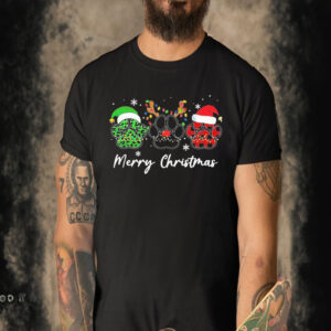 Merry Christmas paws with Christmas lights T shirt