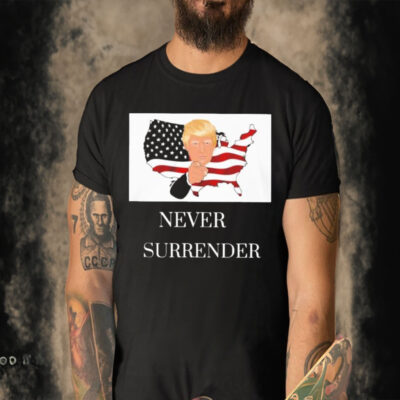 Official Donald Trump Mugshot Never Surrender America Map T-shirt