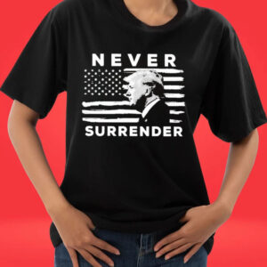 Official Donald Trump Never Surrender Mug Shot America Flag T-shirts