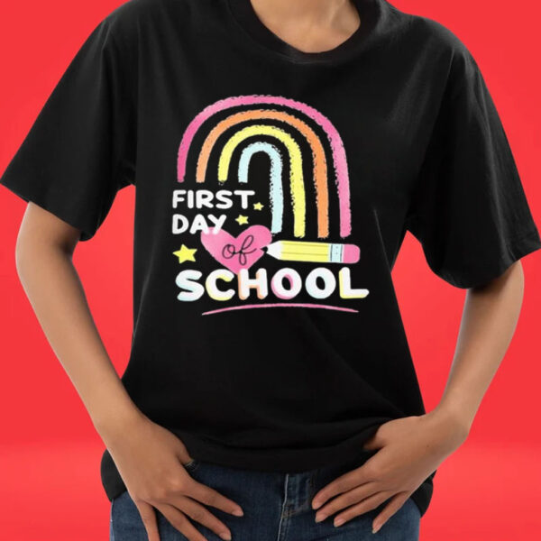 Official First Day Of School Rainbow Heart T-shirts