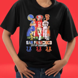 Official Golden State Warriors Stephen Curry Joe Montana San Francisco 49ers And Buster Posey San Francisco Giants City Of Champions Signature shirt