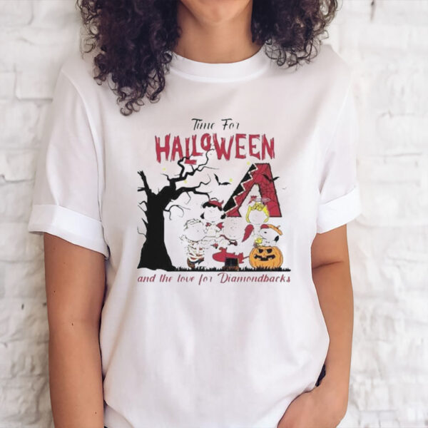 Official Peanuts time for halloween and the love for Arizona diamondbacks logo 2023 shirt