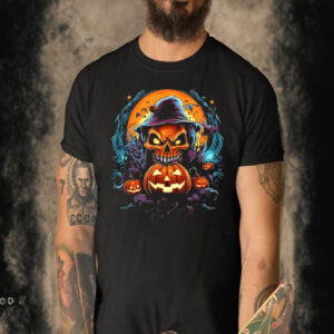 Official Scary Spooky Castle Halloween Pumpkin Witch T-shirt