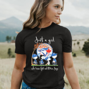 Official The Peanuts Just A Girl Who Loves Fall And Blue Jays Shirt