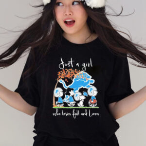 Official the Peanuts Just A Girl Who Loves Fall And Detroit Lions shirt