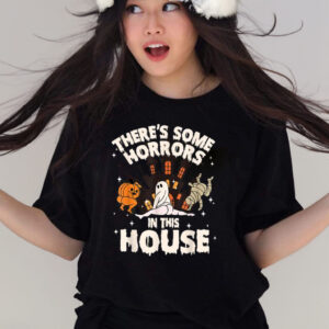 Official there’s Some Horrors In This House Pumpkin Ghost Halloween Shirt