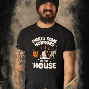 Official there’s Some Horrors In This House Pumpkin Ghost Halloween T-Shirt