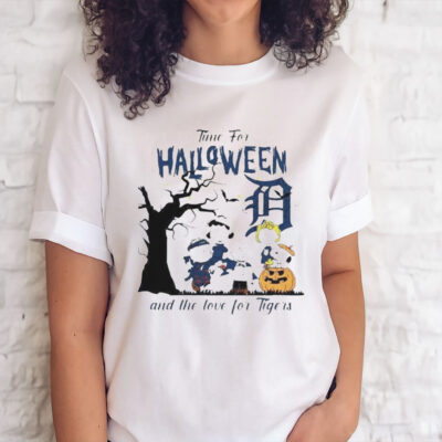 Peanuts time for halloween and the love for detroit tigers logo 2023 shirt