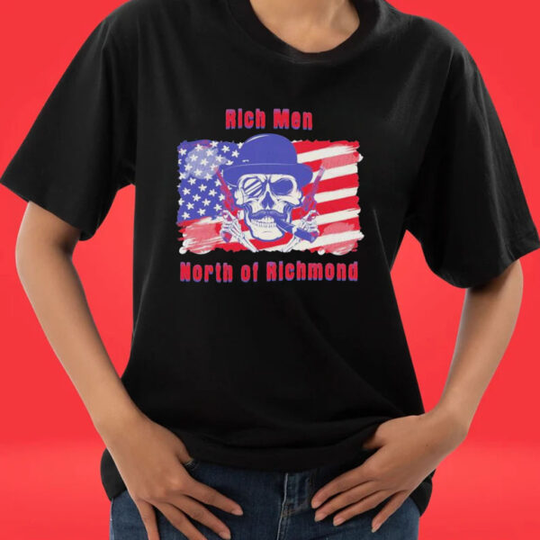 Skull Guns Rich Men North of Richmond American Flag Tee Shirt