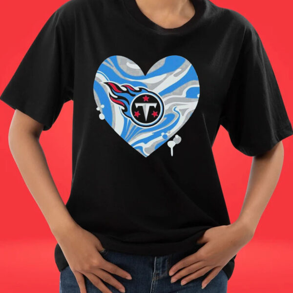 Tennessee Titans Girls Youth Drip Heart Dolman Tee Shirt