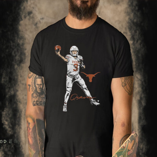 Texas Football Quinn Ewers Superstar Pose T-Shirt