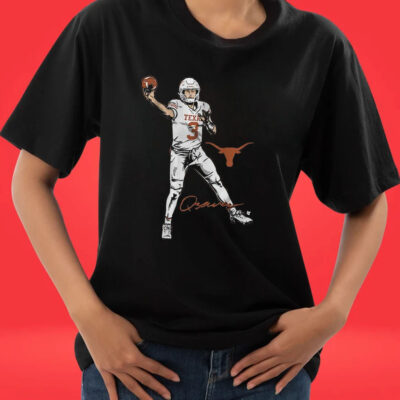 Texas Football Quinn Ewers Superstar Pose Tee Shirt