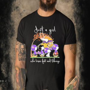 The Peanuts Characters Just A Girl Who Loves Fall And Minnesota Vikings NFL shirt