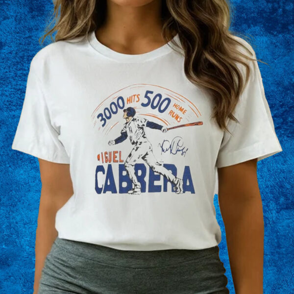 3000 hits 500 home runs detroit tigers miguel cabrera signature T-shirts