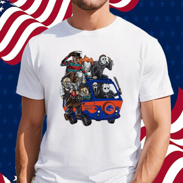 Boise State Broncos Horror Movies Characters Bus Halloween 2023 T Shirt