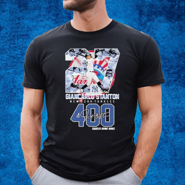 Giancarlo Stanton New York Yankees 400 Career Home Runs Signature Shirt