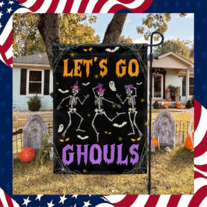 Halloween Dancing Skeleton Flag Let’s Go Ghouls