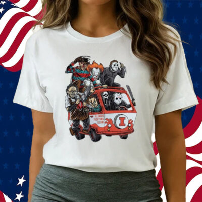 Illinois Fighting Illini Horror Movies Characters Bus Halloween 2023 T Shirts