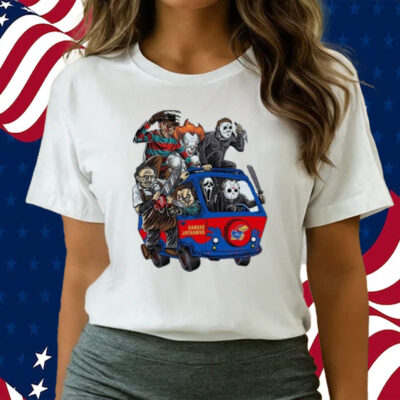 Kansas Jayhawks Horror Movies Characters Bus Halloween 2023 T Shirts