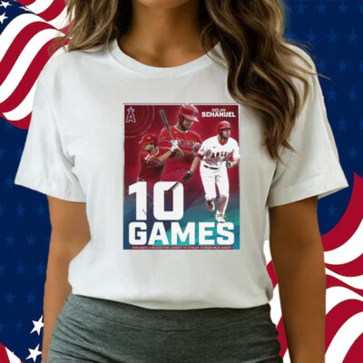 Nolan schanuel 10 games new angels record for longest hit streak to begin mlb career T-shirts