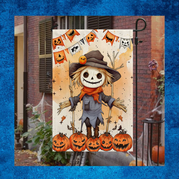 Spooky Scarecrow Fall Halloween Pumpkin Flag 2023