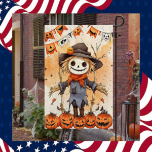 Spooky Scarecrow Fall Halloween Pumpkin Flag