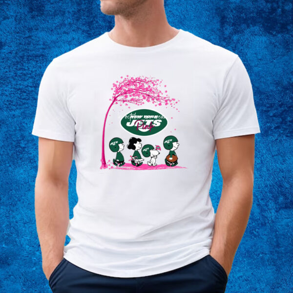 The Peanuts Characters New York Jets In October We Wear Pink Shirt