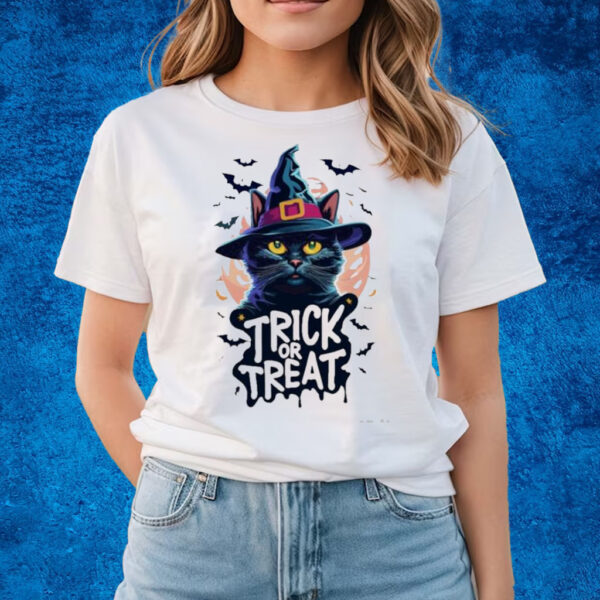 Witch Cat Trick Or Treat Halloween T-shirts