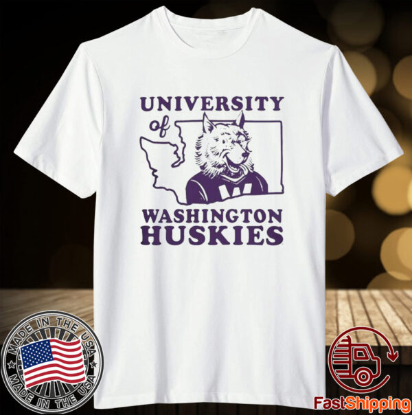 University Of Washington Huskies State Shape Yellow Shirt