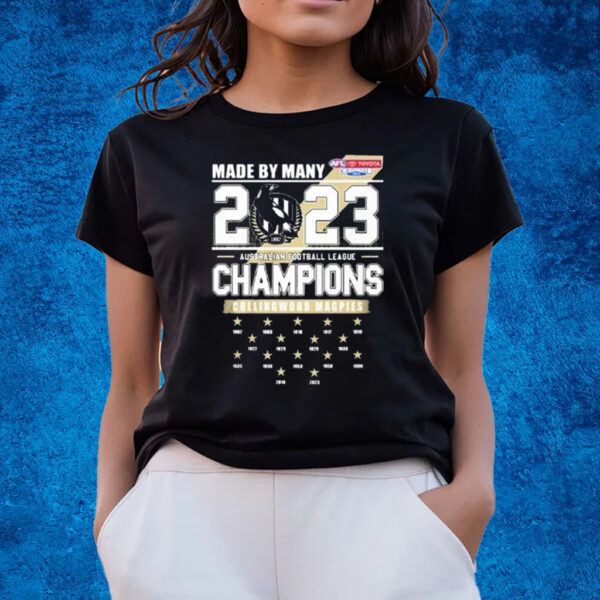 Made By Many 2023 Australian Football League Champions Collingwood Magpies T-Shirts