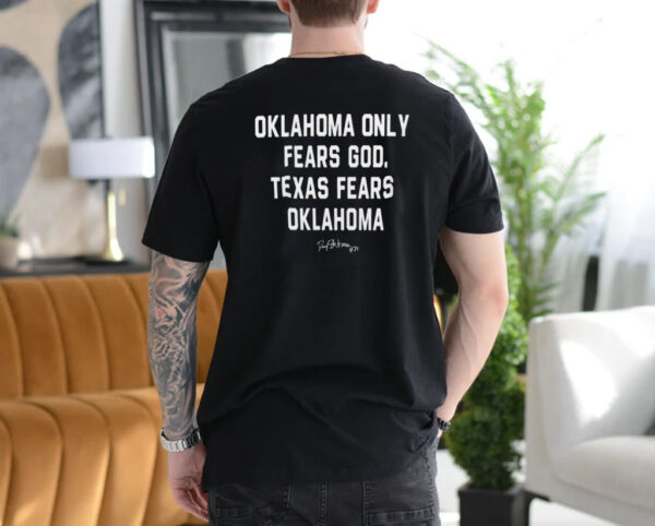 Official Danny Stutsman 28 Sooners Oklahoma Only Fears God Texas Fears Oklahoma Shirt