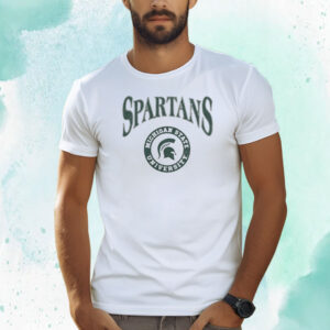 Mitchell And Ness Michigan State University Arched Logo Lockup Slub Shirts