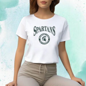 Mitchell And Ness Michigan State University Arched Logo Lockup Slub Shirts